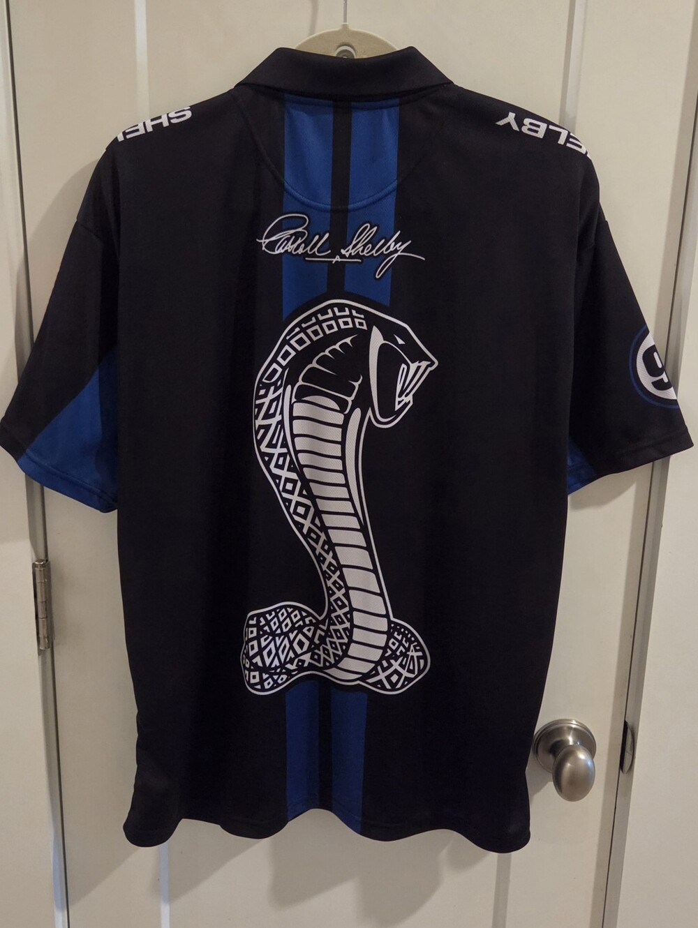 OFFICIAL Shelby Cobra "98" Racing Polo Shirt  Black & Royal Blue - Size Large